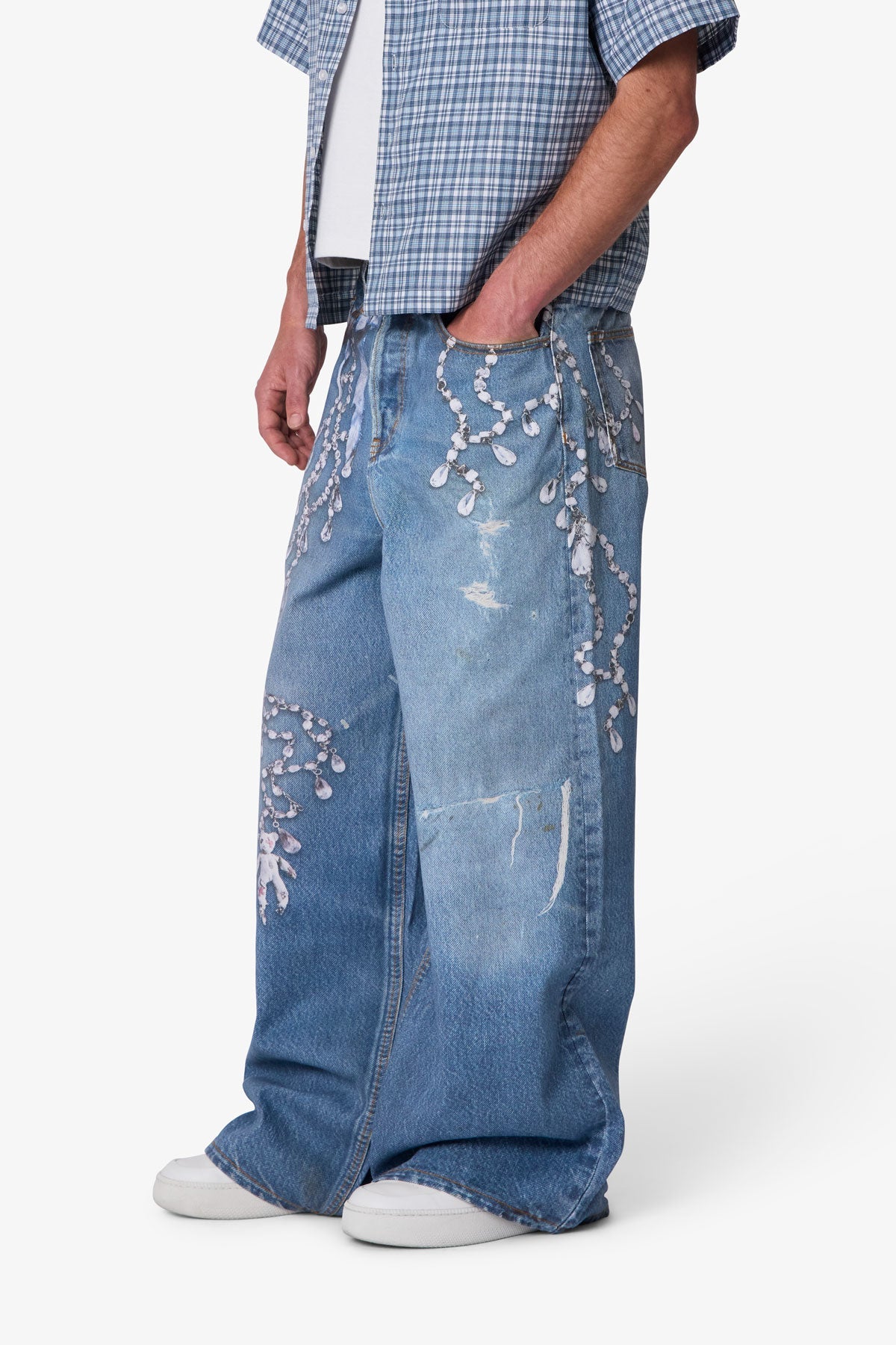 Rave Chain Printed Denim - Vintage Blue