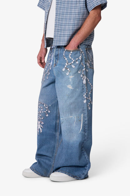 Rave Chain Printed Denim - Vintage Blue