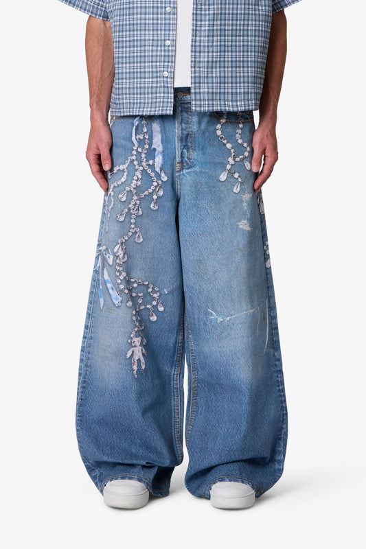 Rave Chain Printed Denim - Vintage Blue