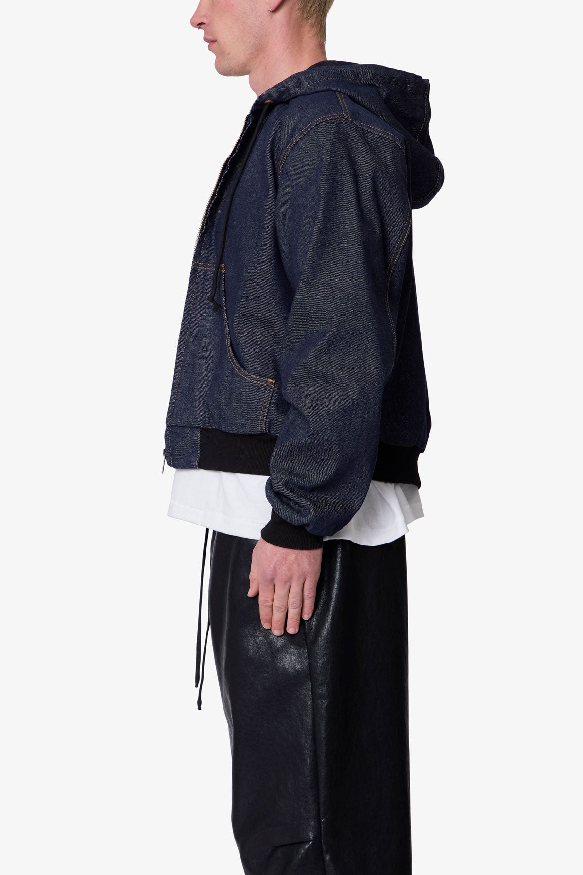 Raw Hooded Denim Jacket - Rinsed Indigo