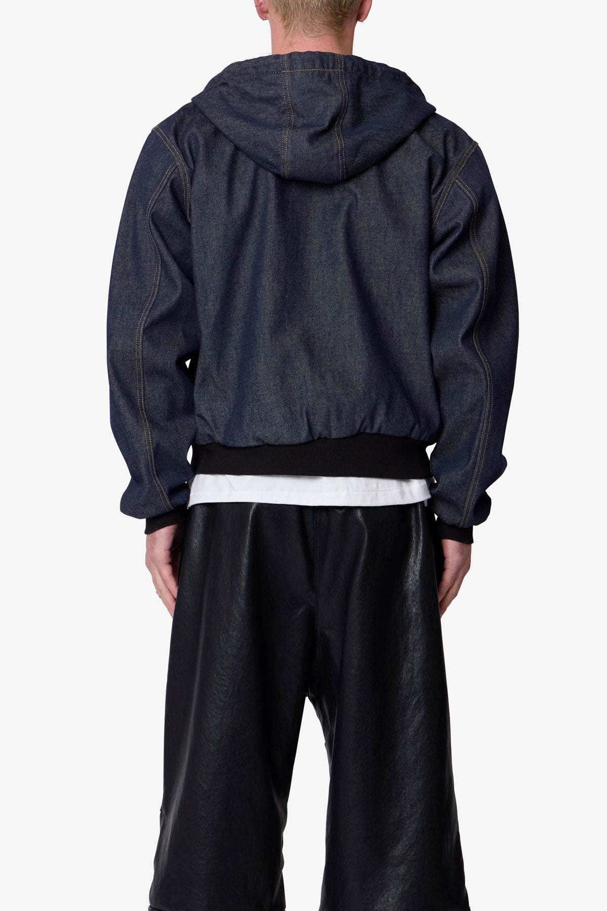 Raw Hooded Denim Jacket - Rinsed Indigo