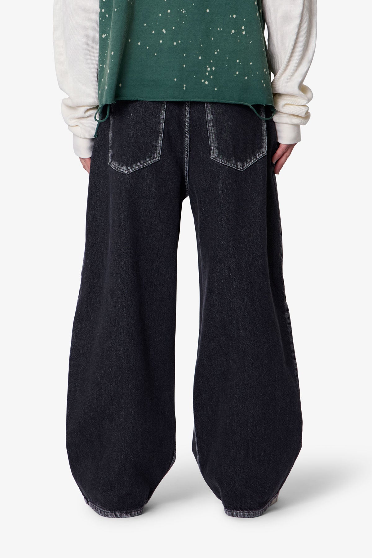 Raw Pleated Denim - Rinsed Black