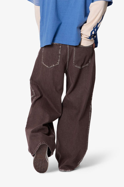 Raw Pleated Denim - Rinsed Brown