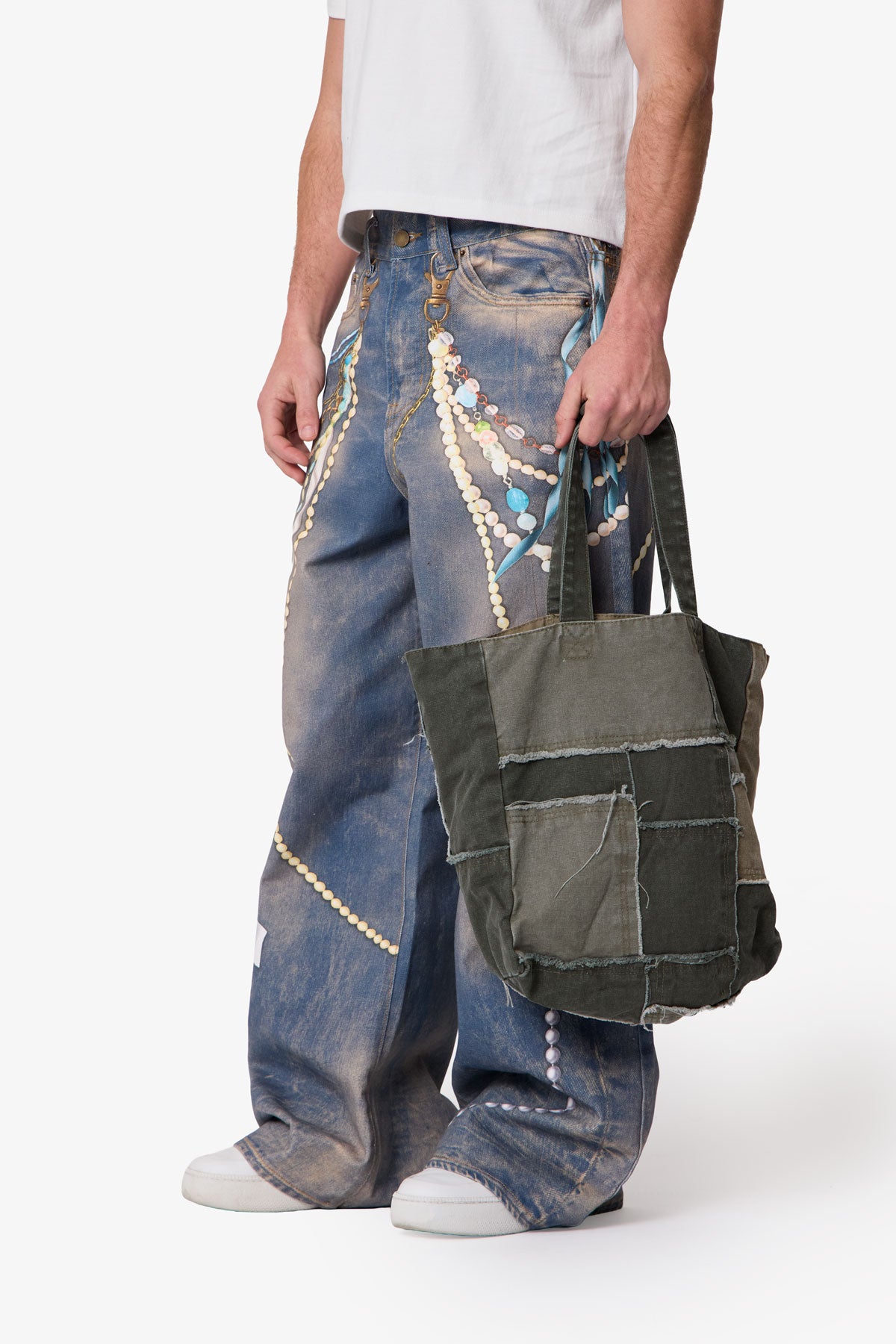 Reconstructed Canvas Tote Bag - Olive
