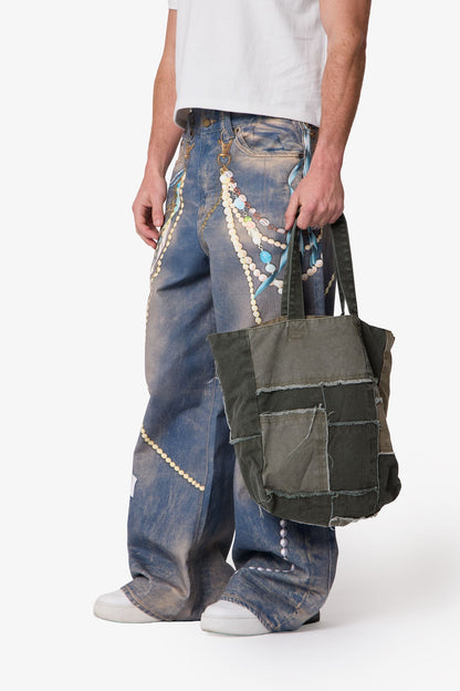 Reconstructed Canvas Tote Bag - Olive