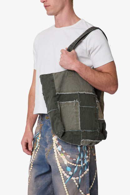 Reconstructed Canvas Tote Bag - Olive