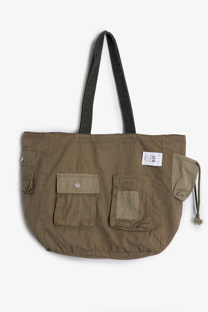 Reconstructed Canvas Tote Bag - Olive