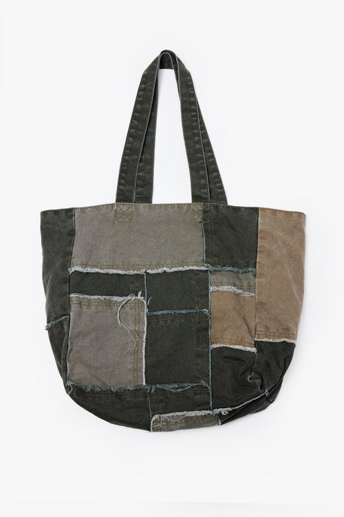 Reconstructed Canvas Tote Bag - Olive