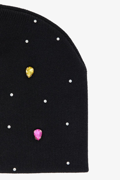 Rhinestone Beanie - Black