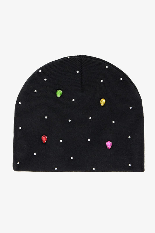 Rhinestone Beanie - Black