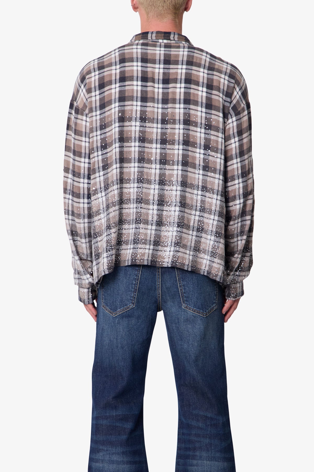 Rhinestone Flannel Shirt - Brown