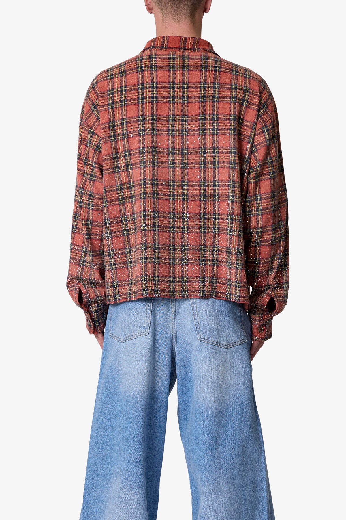 Rhinestone Flannel Shirt - Red