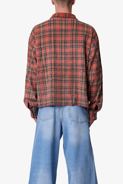 Rhinestone Flannel Shirt - Red