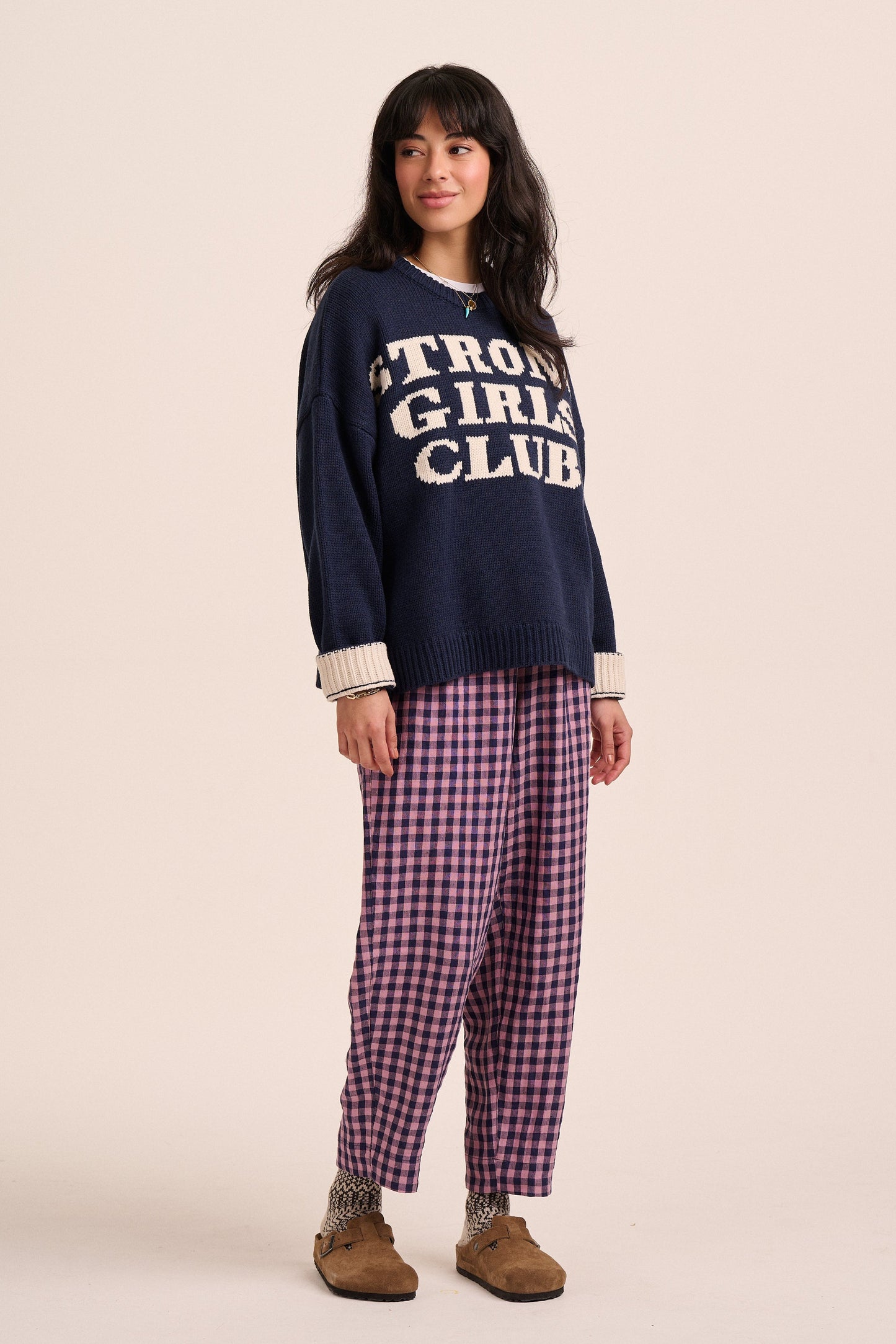 Peggy Linen Trousers - Pink Gingham