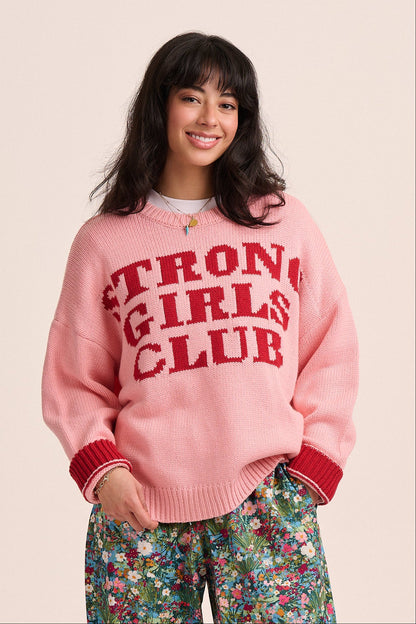 Knitted Strong Girls Club Jumper - Pink