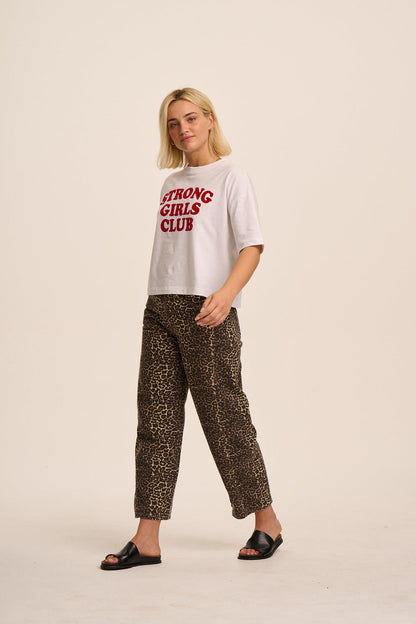 Strong Girls Club Relaxed Boxy TShirt - White & Red