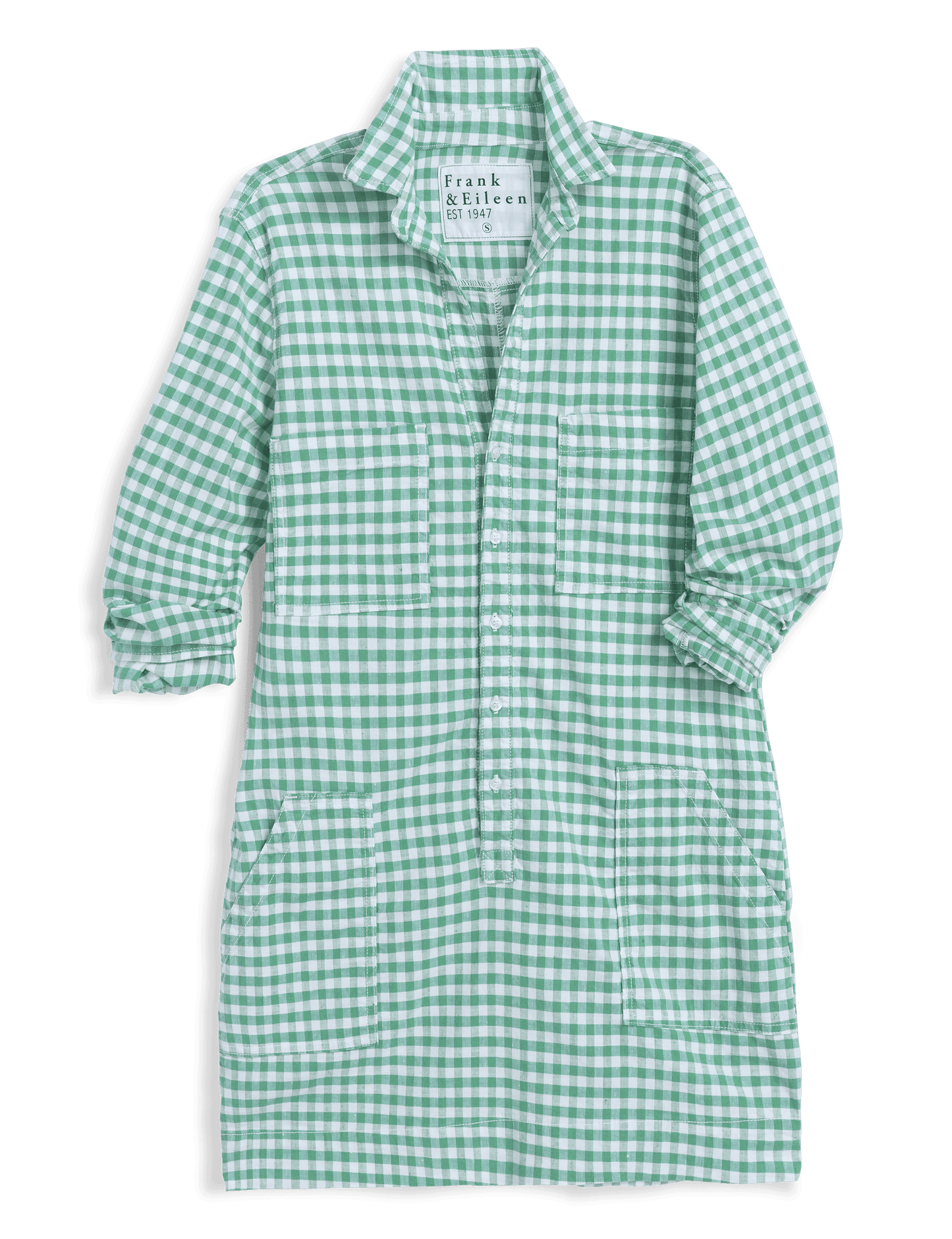 IRELAND DRESS Green Gingham, Italian Performance Linen