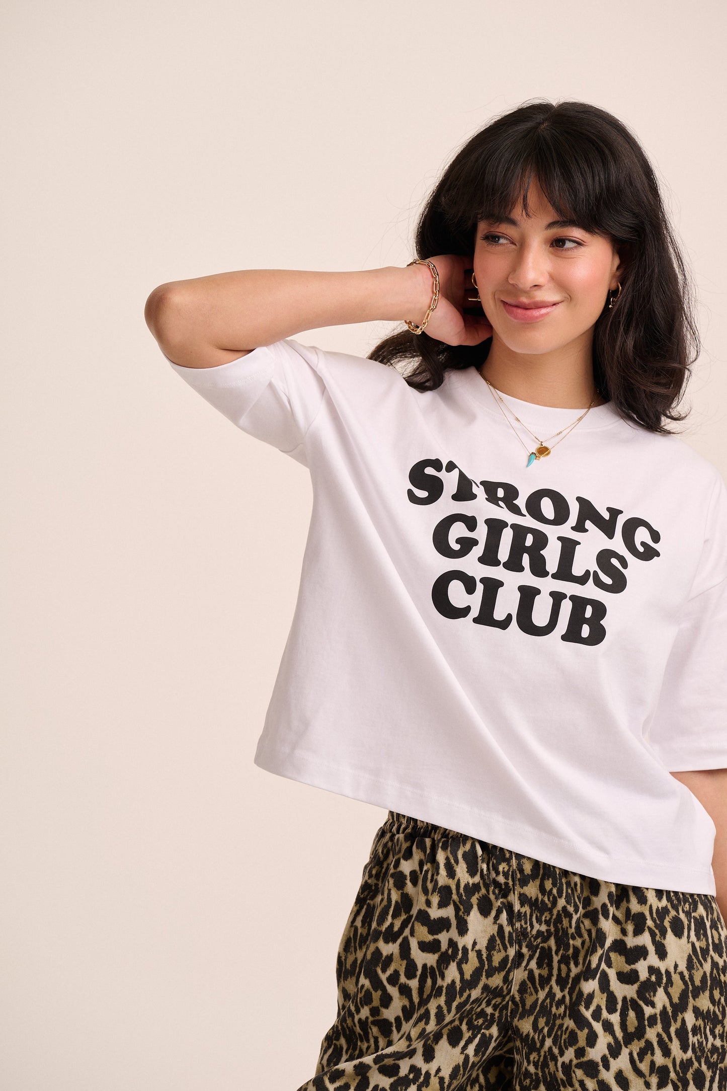 Strong Girls Club Relaxed Boxy TShirt - White & Black