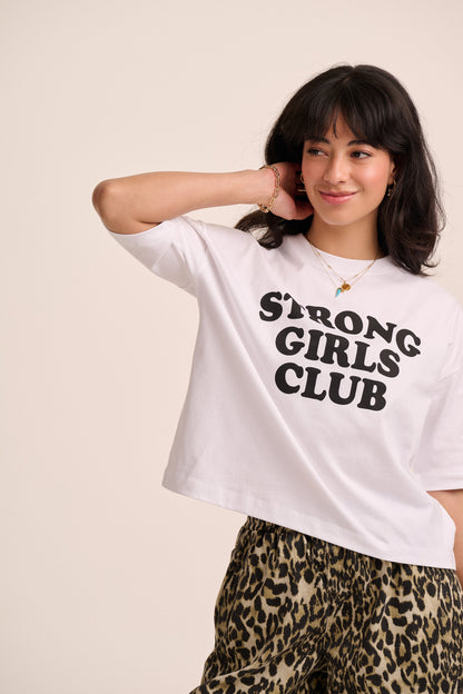 Strong Girls Club Relaxed Boxy TShirt - White & Black