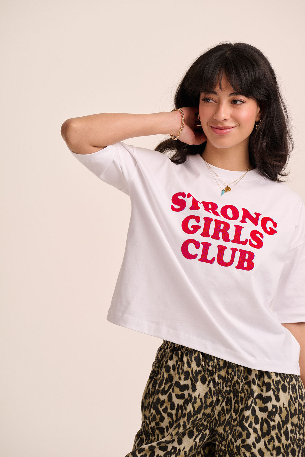 Strong Girls Club Relaxed Boxy TShirt - White & Red
