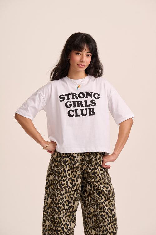 Strong Girls Club Relaxed Boxy TShirt - White & Black