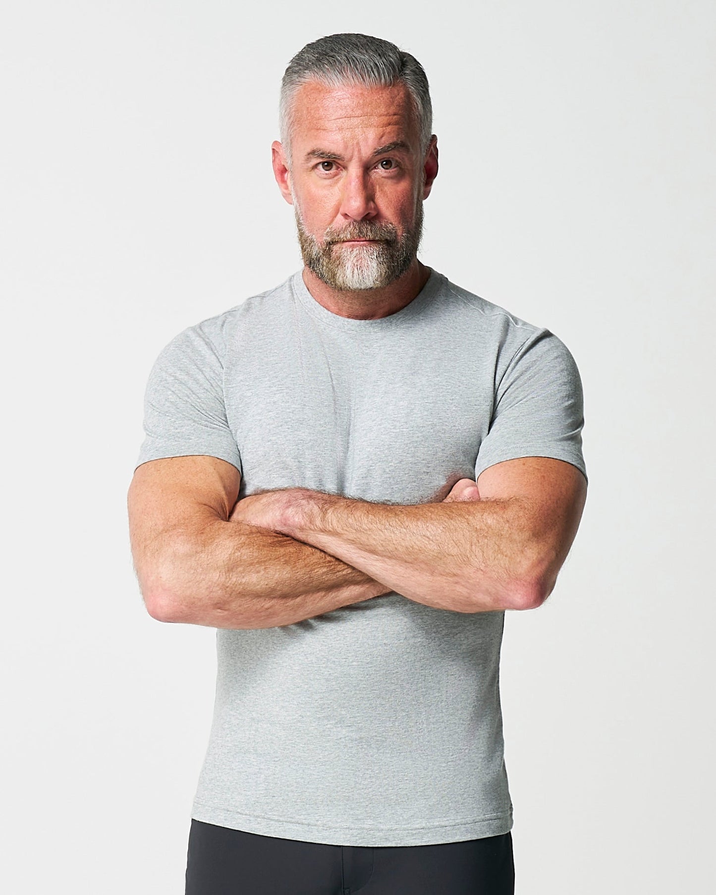 "The Sutton" Heathered Light Grey Short Sleeve Crewneck