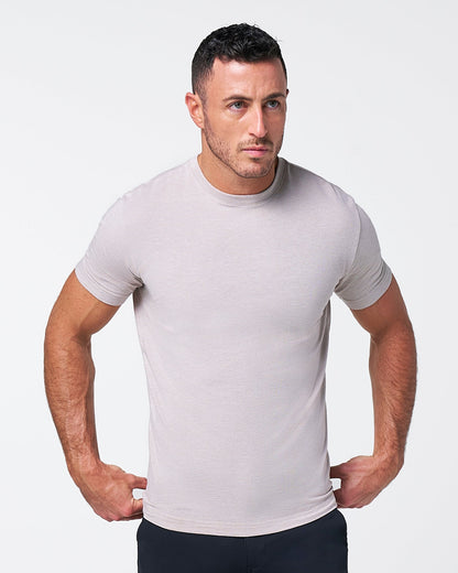 "The Sinclair" Heathered Cream Short Sleeve Crewneck