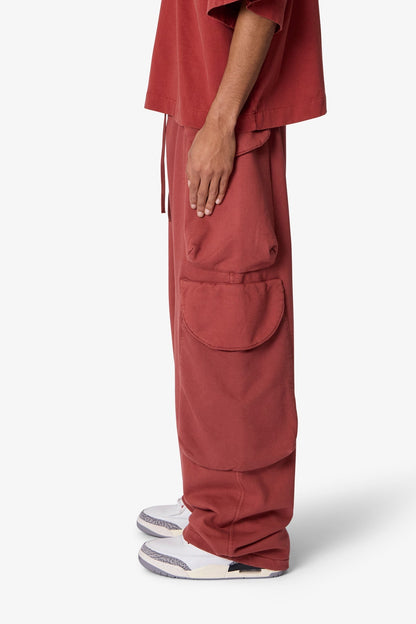 Side Cargo Pocket Sweatpants - Rust