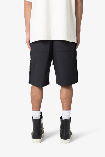 Side Snap Nylon Shorts - Black