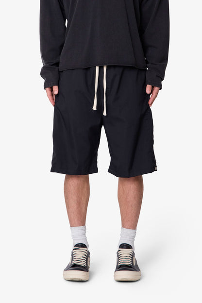 Side Snap Nylon Shorts - Black
