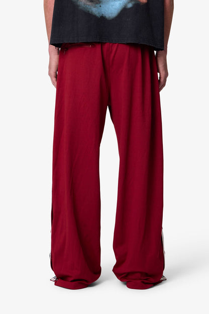 Side Snap Striped Track Pants - Red