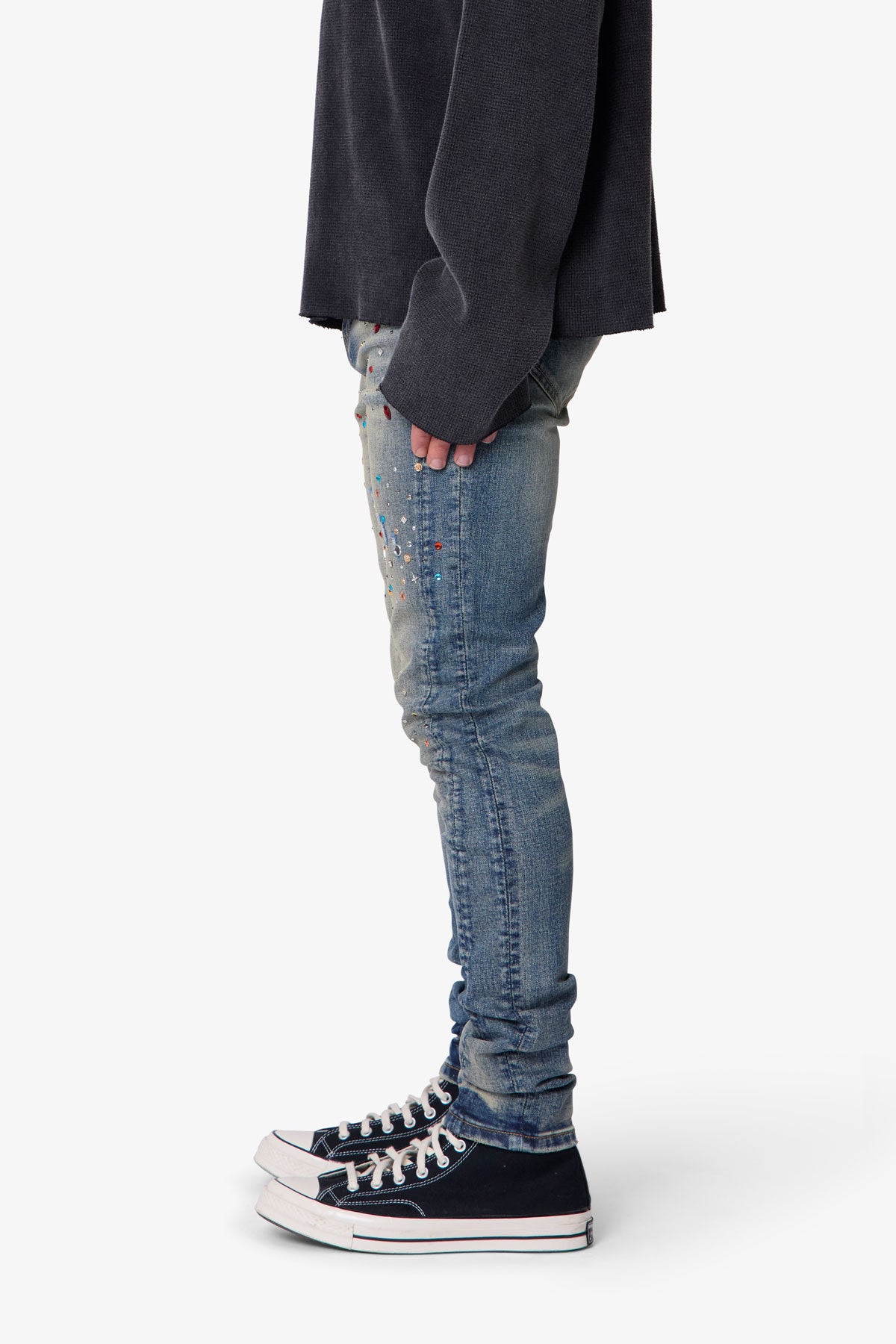 Skinny Crystal Denim - Washed Blue