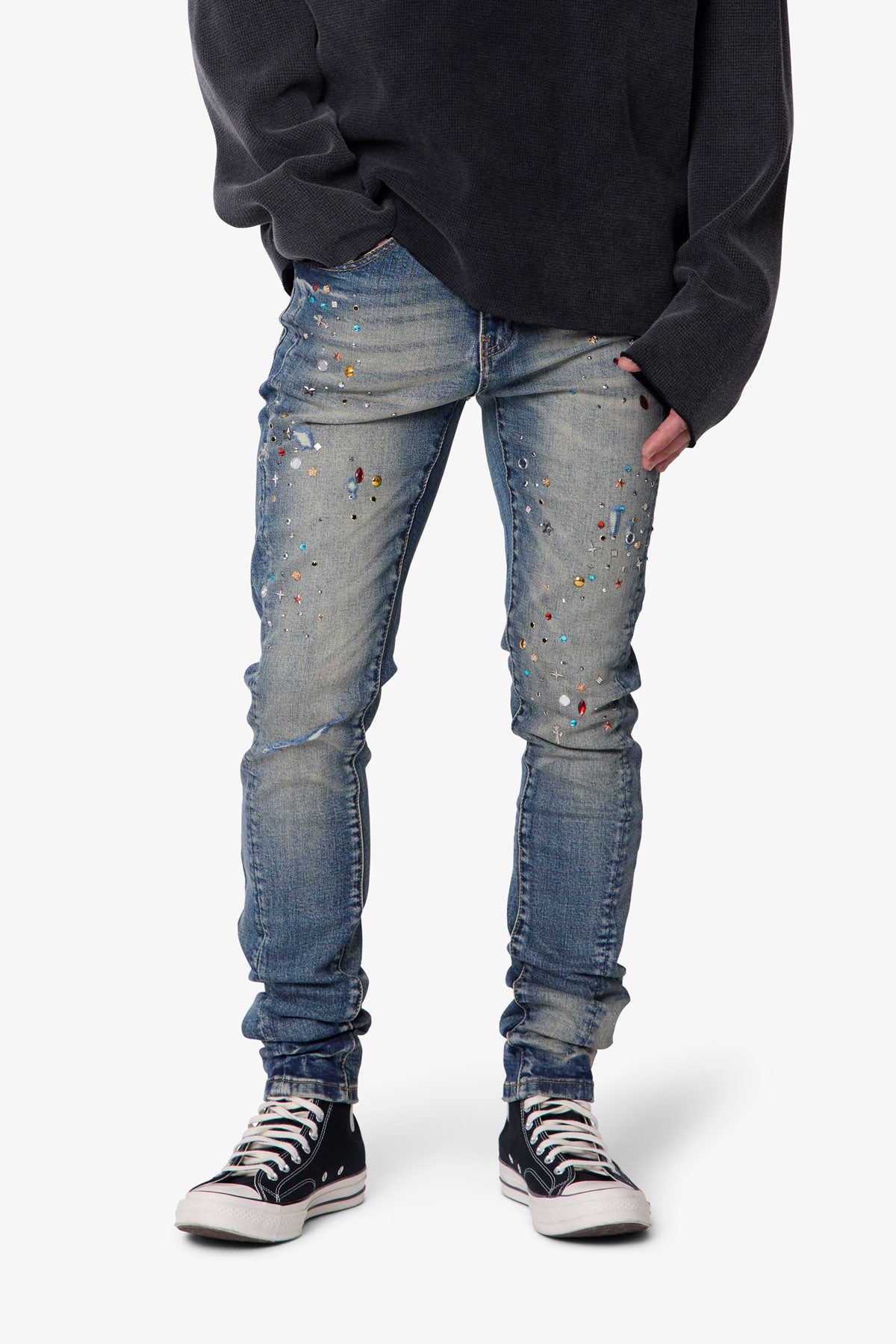 Skinny Crystal Denim - Washed Blue