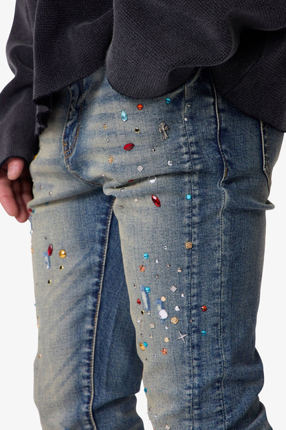 Skinny Crystal Denim - Washed Blue