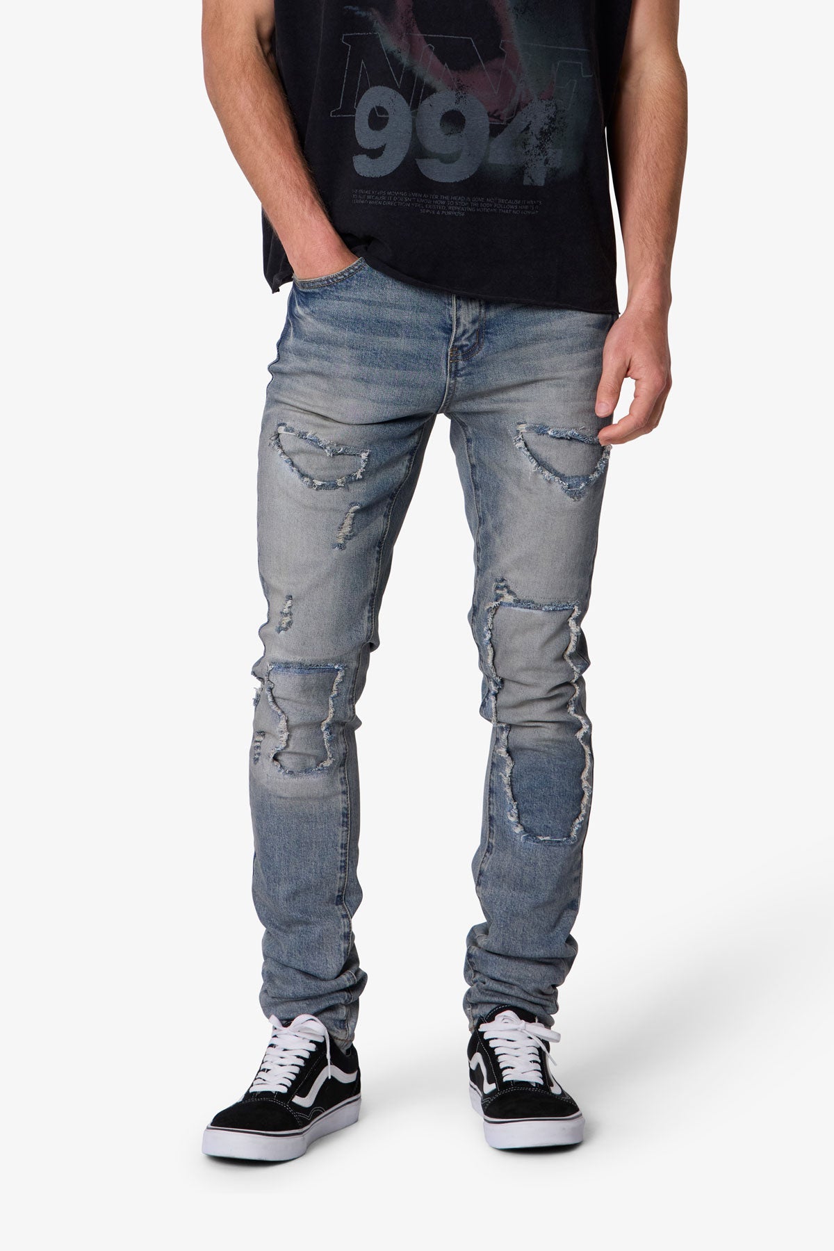 Skinny Repair Patch Denim - Blue