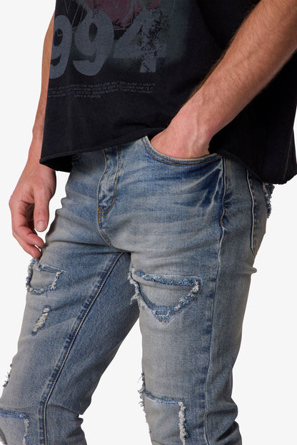 Skinny Repair Patch Denim - Blue
