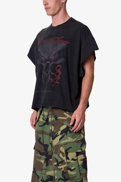 Skull Cut Off Tee - Washed Black