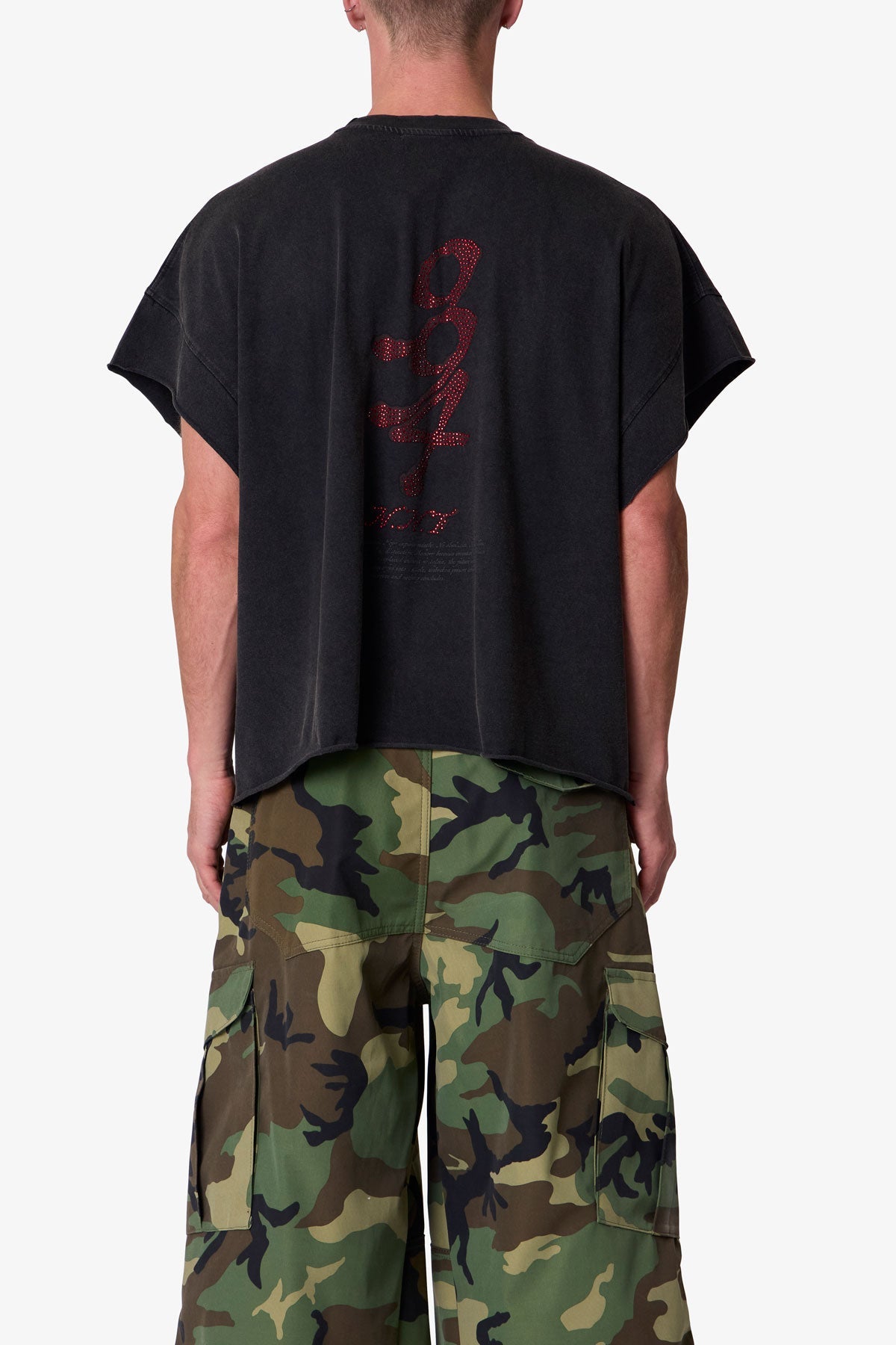 Skull Cut Off Tee - Washed Black