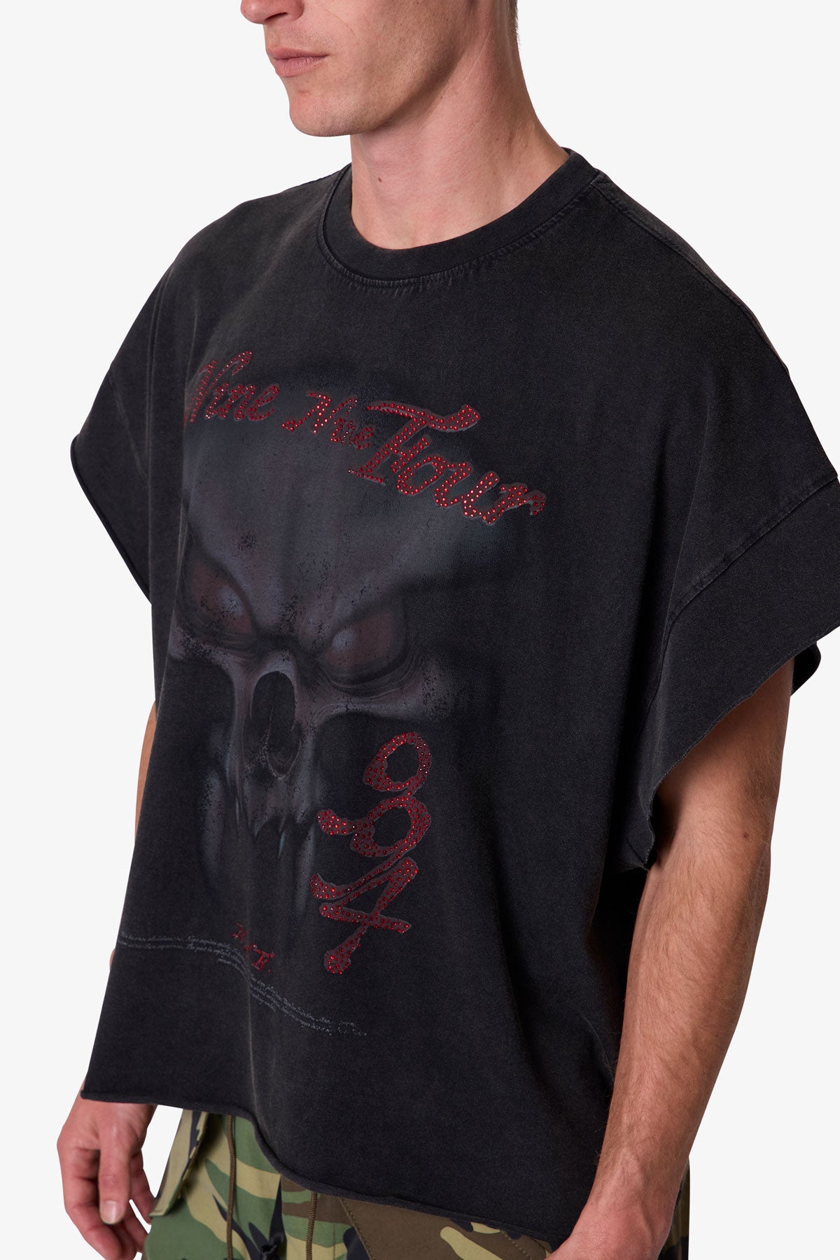 Skull Cut Off Tee - Washed Black