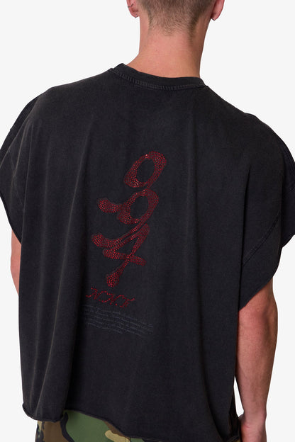 Skull Cut Off Tee - Washed Black