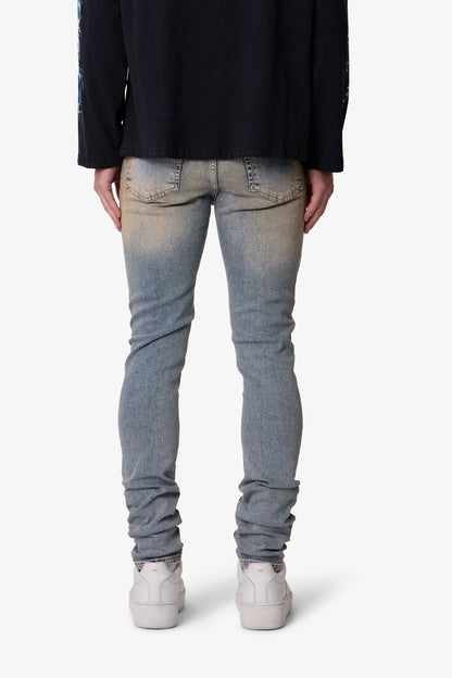 Slashed Skinny Denim - Vintage Blue