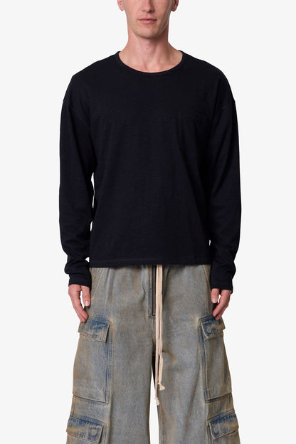 Slouchy Pocket L/S Tee - Black