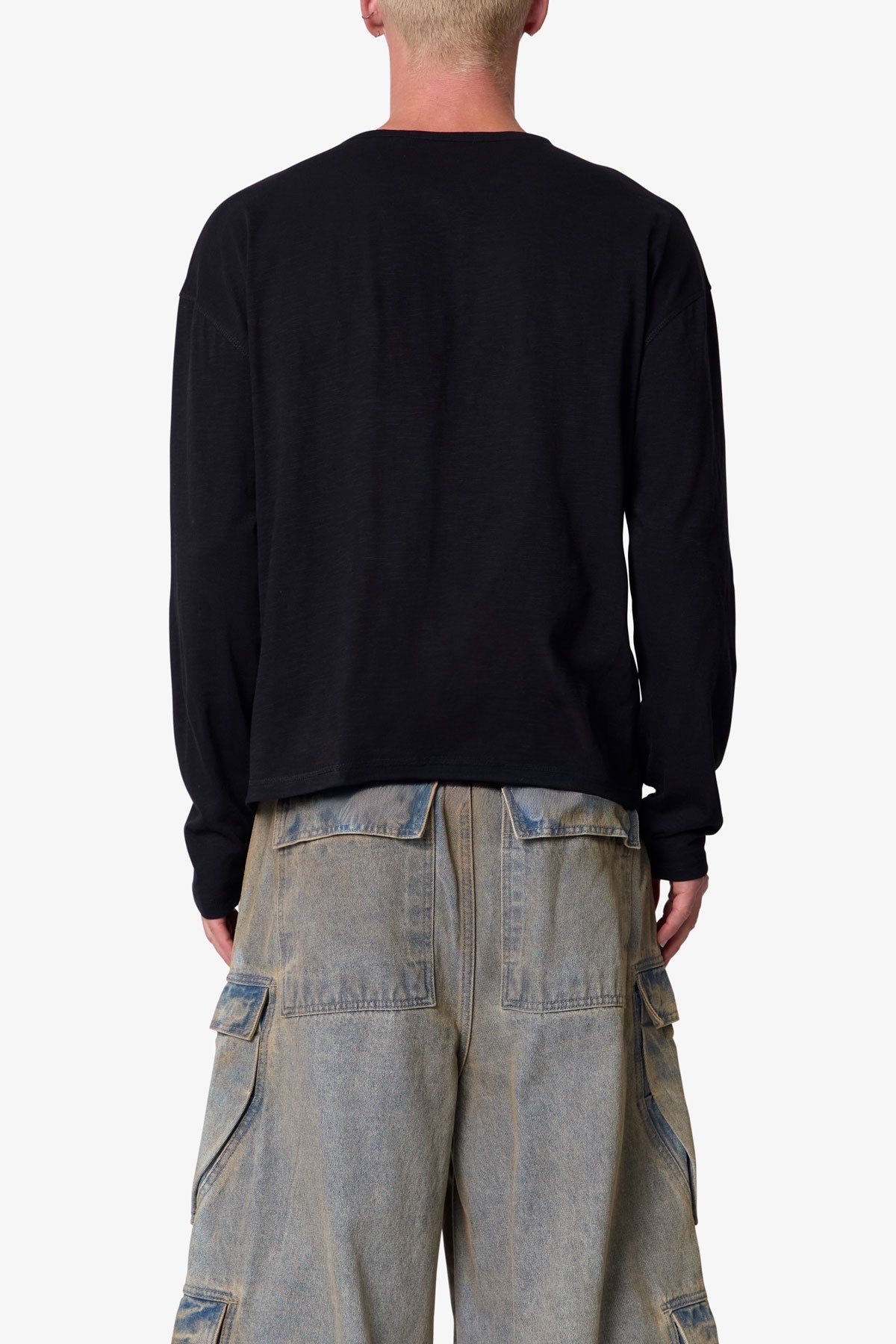 Slouchy Pocket L/S Tee - Black