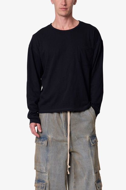 Slouchy Pocket L/S Tee - Black