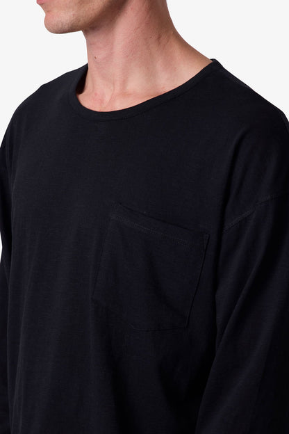 Slouchy Pocket L/S Tee - Black