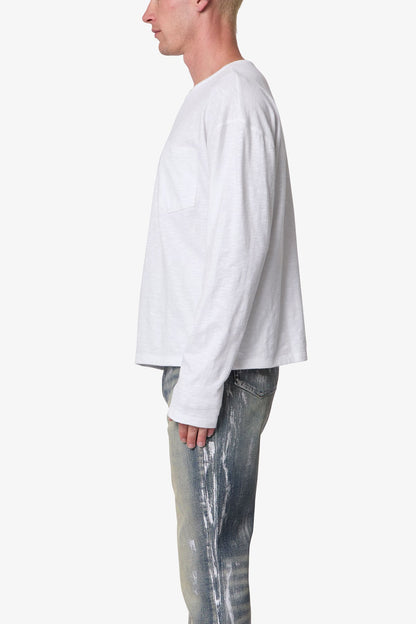Slouchy Pocket L/S Tee - White