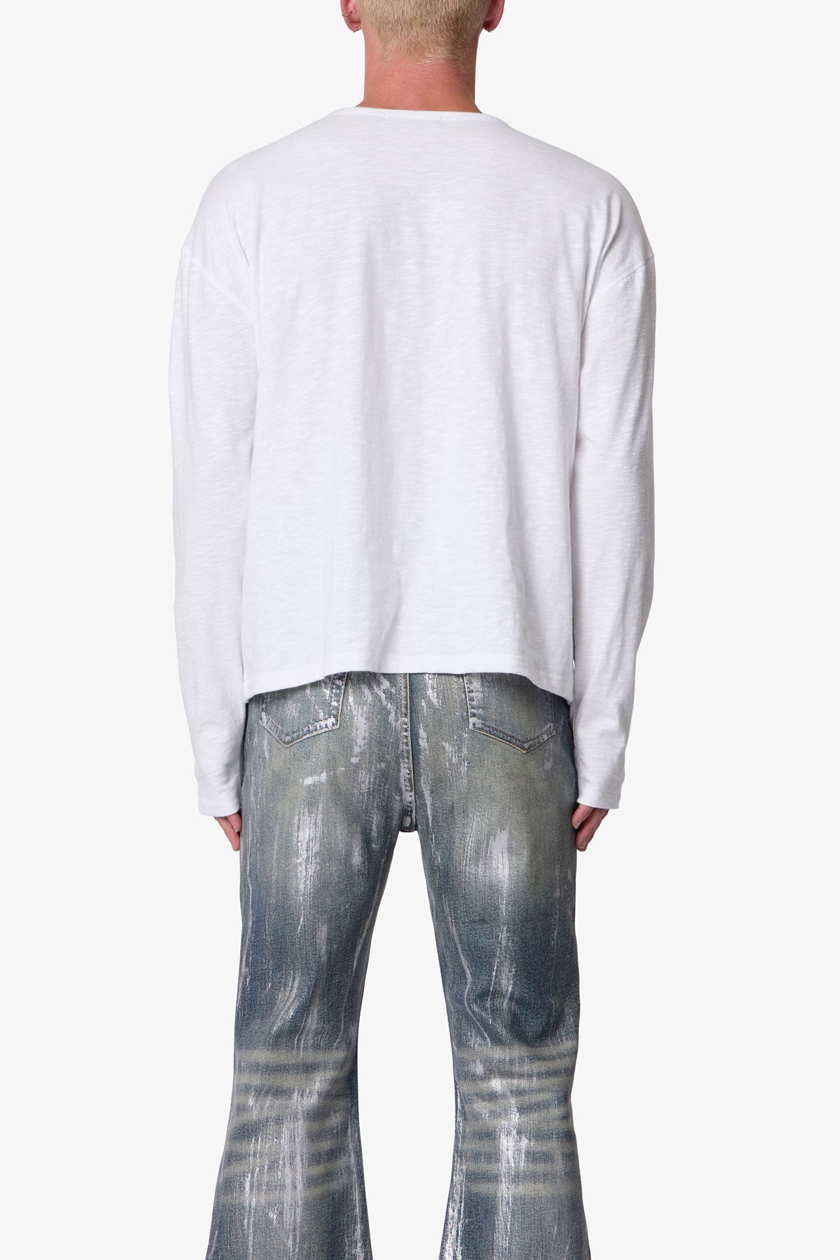 Slouchy Pocket L/S Tee - White