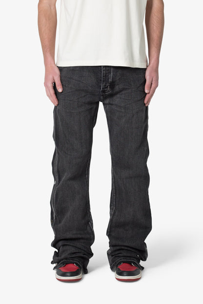 Snap Baggy Flare Denim - Black