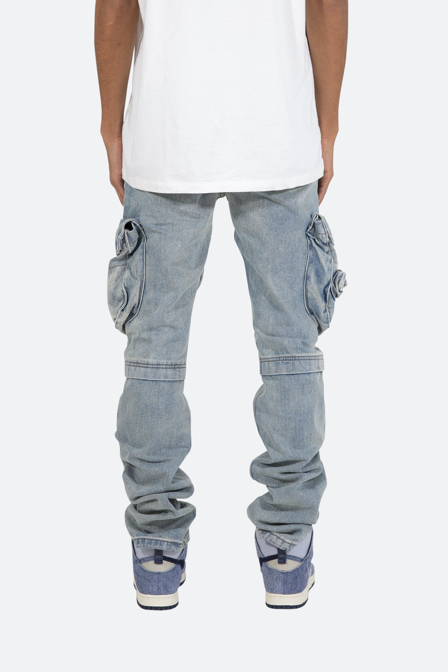 Snap Denim Cargo Pants - Vintage Blue