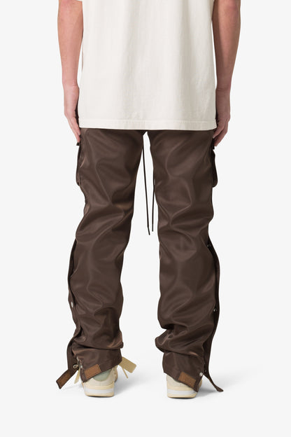 Snap Front Cargo Pants - Brown